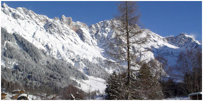 Panoramablick zum Hochkönigmassiv vom Zimmer Hotel Pension Theresia in Hinterthal - Maria Alm